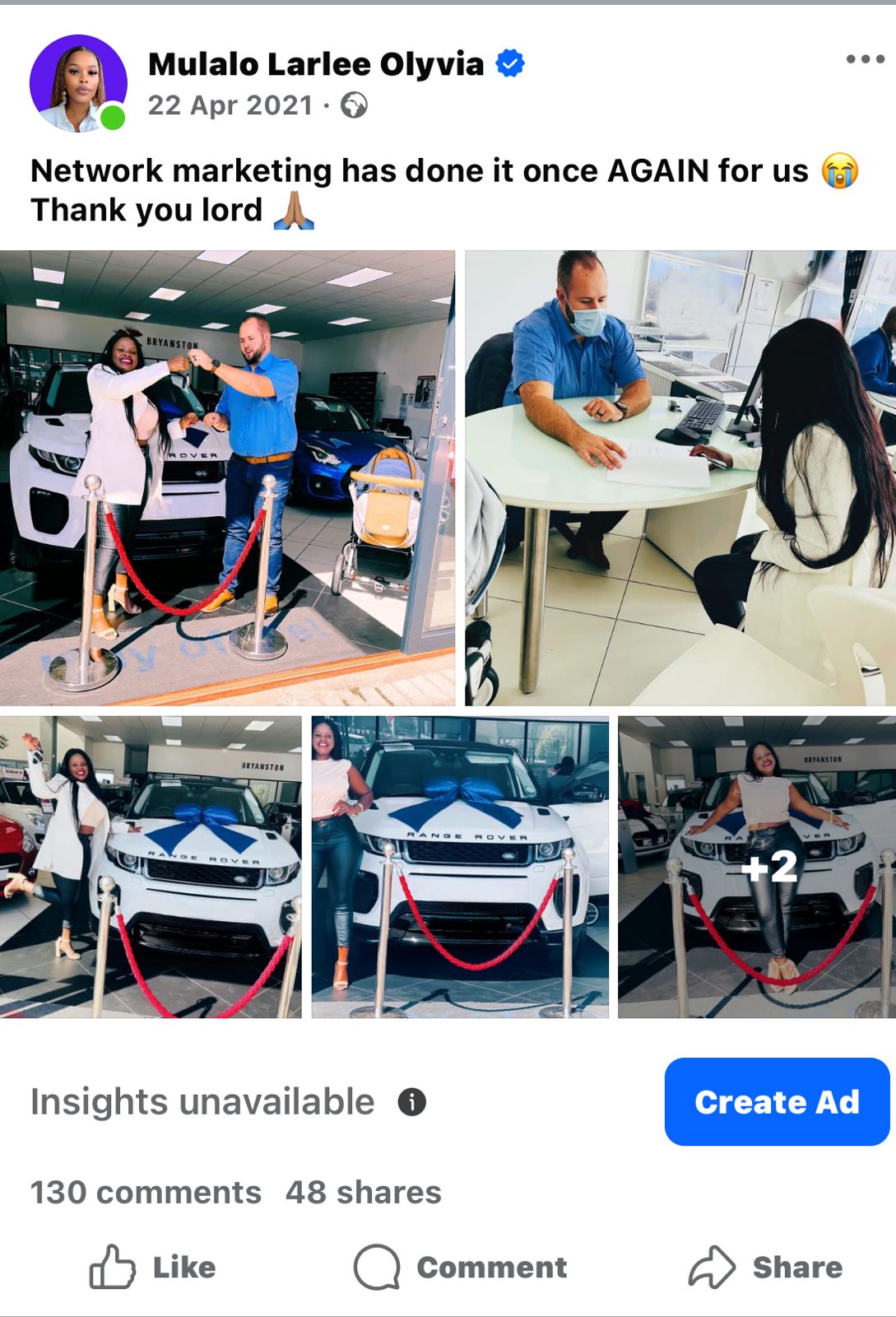 Mulalo's Range Rover — bought in cash, 2025